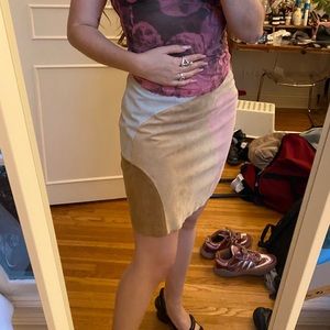 Suede patchwork skirt